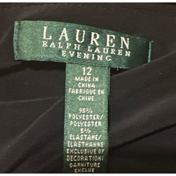 Lauren Ralph‎ Lauren Black One Shoulder Draped Evening Gown Dress Size - Picture 5 of 6
